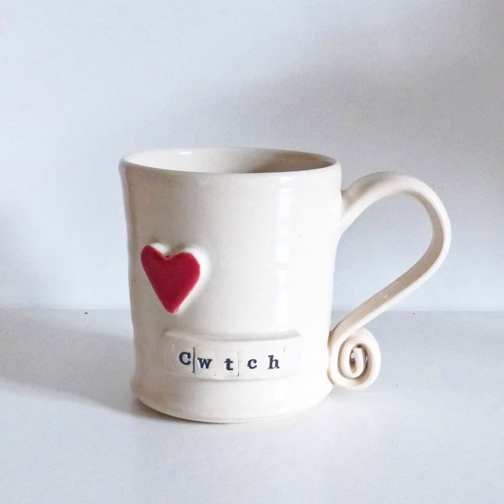 Handmade Cwtch Mug Stoneware Red Heart