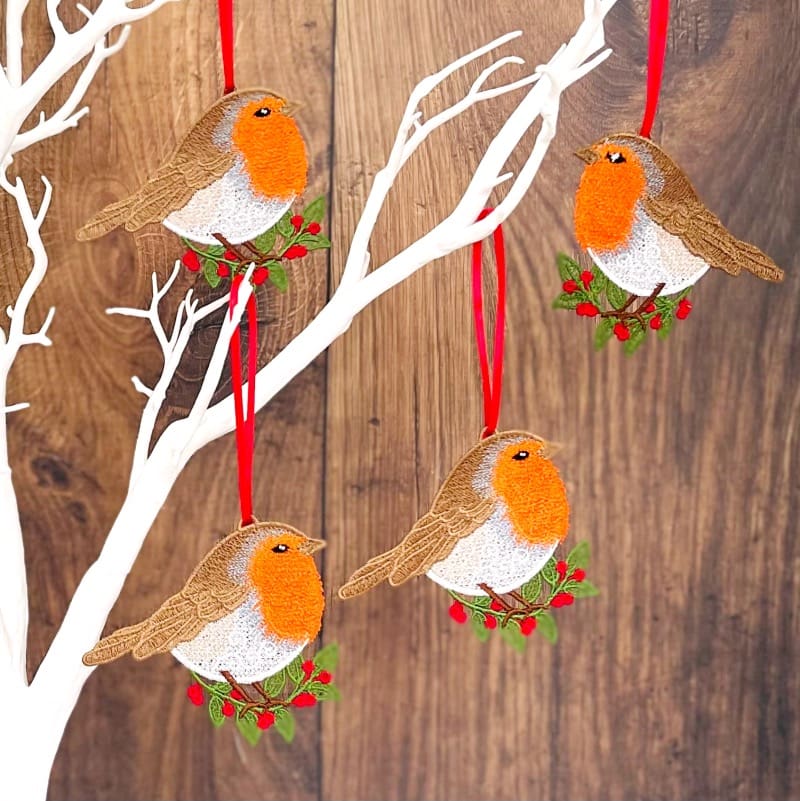 Free Standing Lace Christmas Robin Hanging Decorations