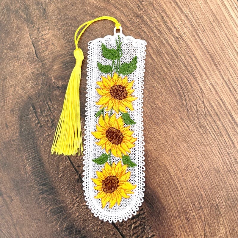 Free Standing Lace Embroidered Sunflower Bookmark Gift