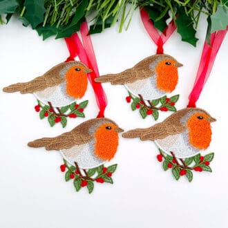 Free Standing Lace Christmas Robin Hanging Decoration Four