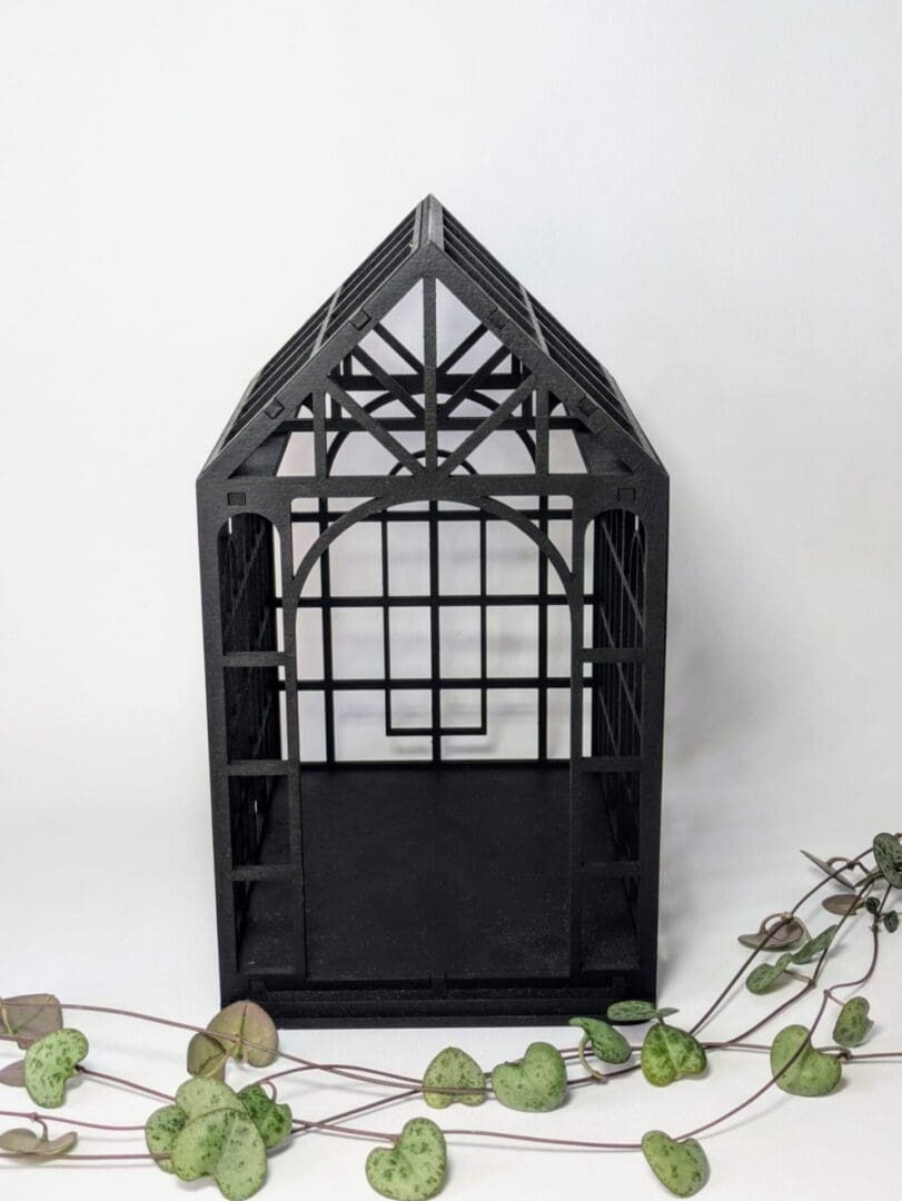 Front Side Black Decorative Laser Cut Greenhouse