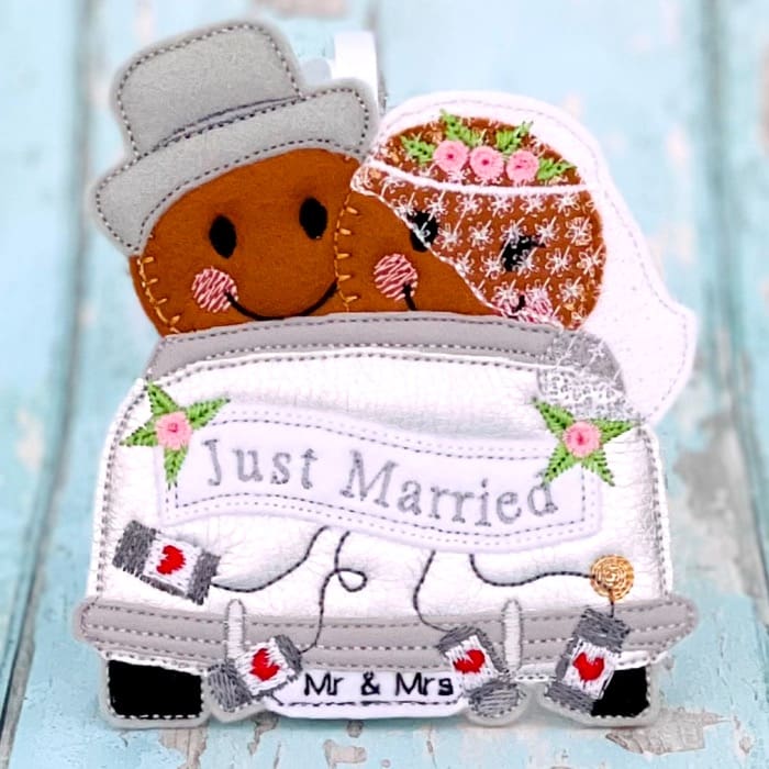 Gingerbread Bride Groom Wedding Car Closeup