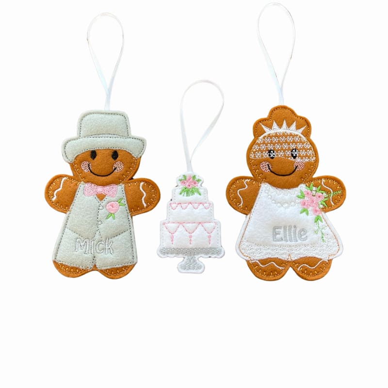 Gingerbread Wedding Day Couples Hanging Decoration Personalised Gift Ellie & Mick