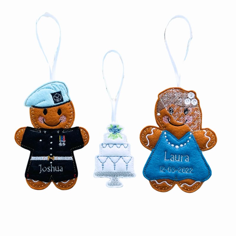 Gingerbread Wedding Day Couples Hanging Decoration Personalised Gift Laura & Joshua