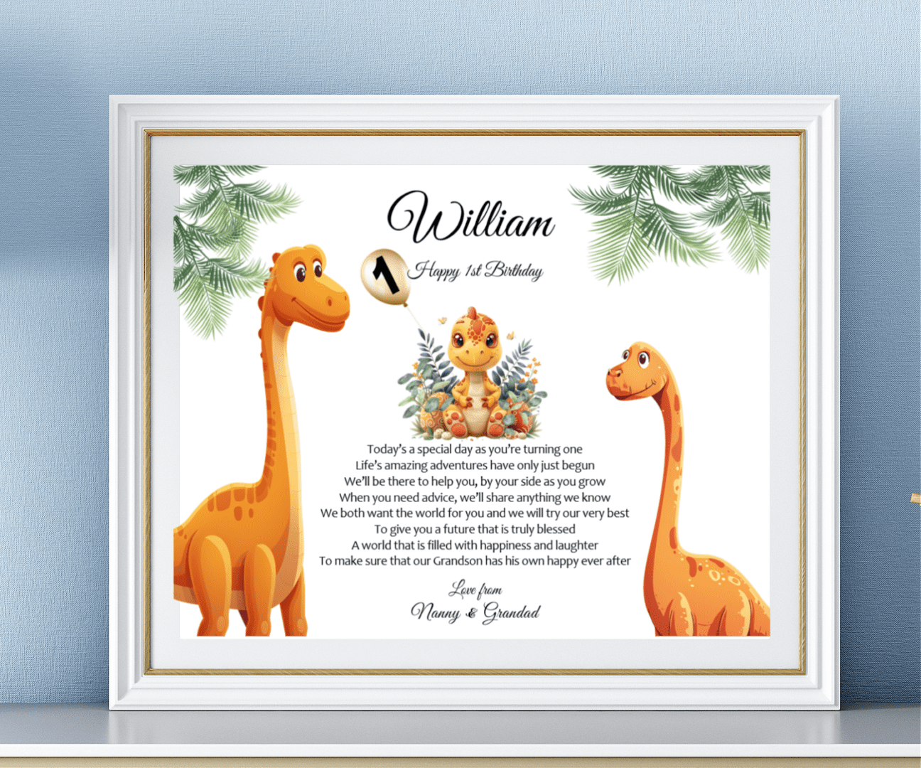 Grandson-first-birthday-dinosaur-print