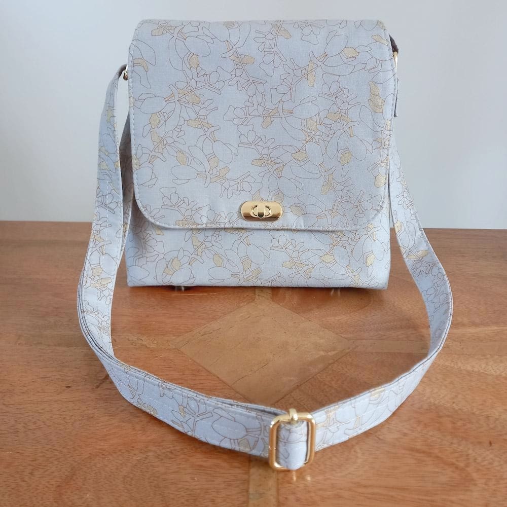 Grey and gold metallic small shoulder bag