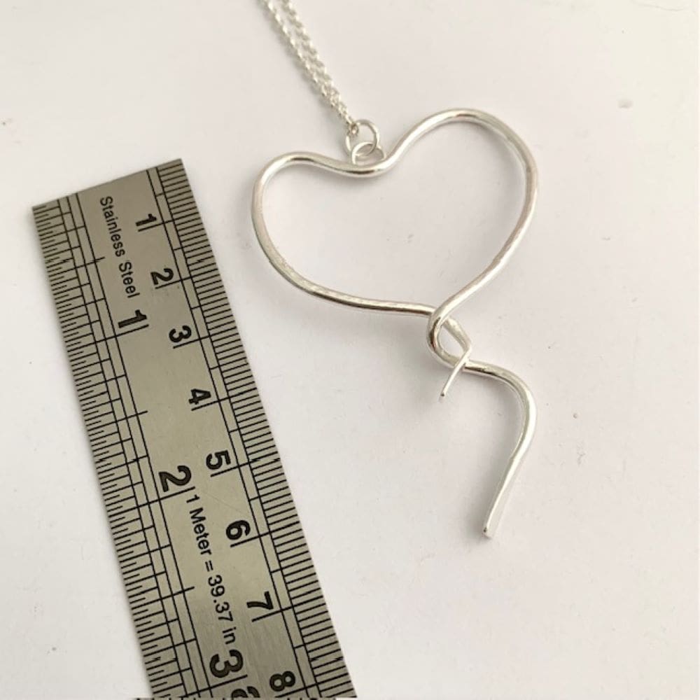 Hammered Large 925 Sterling Silver Heart Pendant