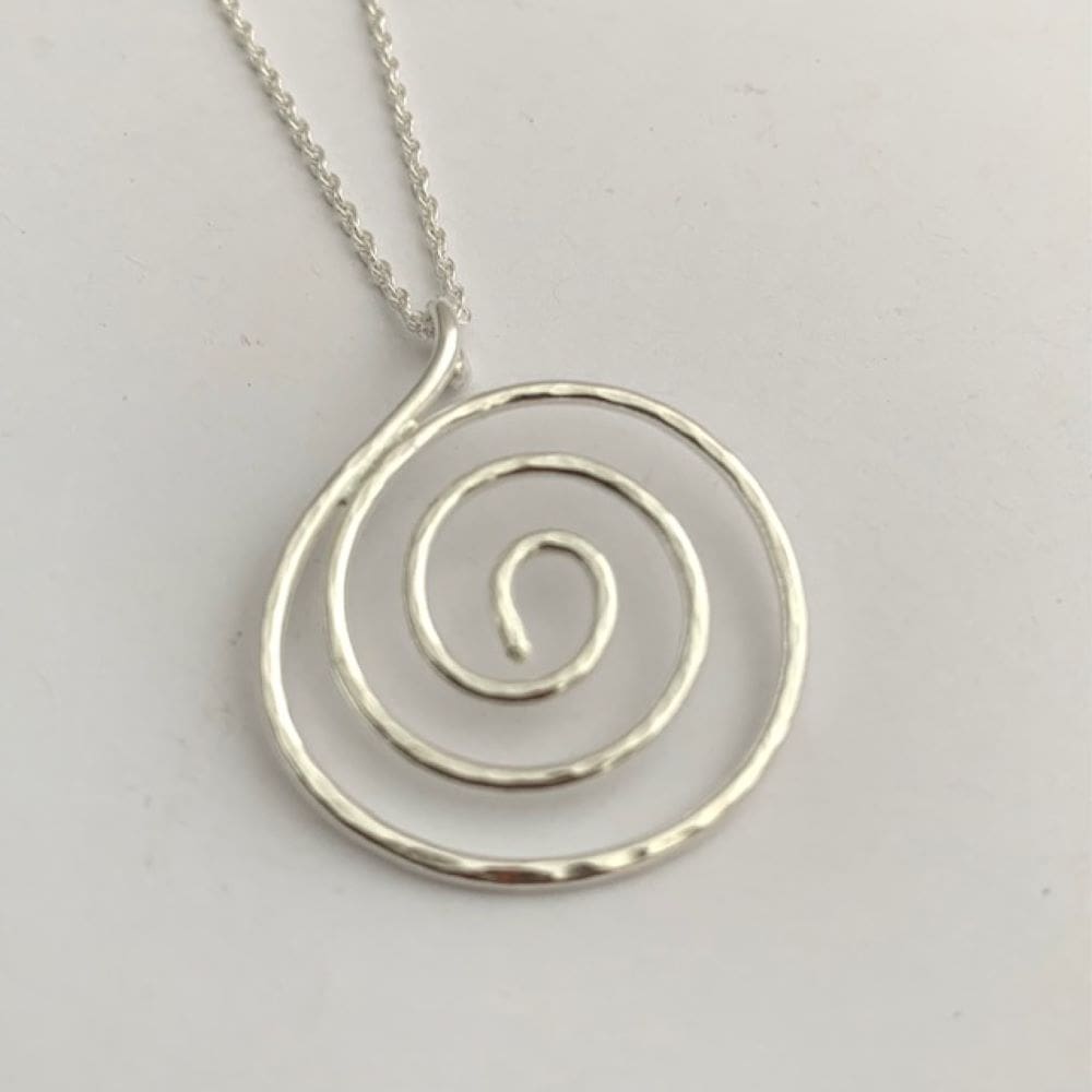 Hammered Sterling Silver Spiral Necklace