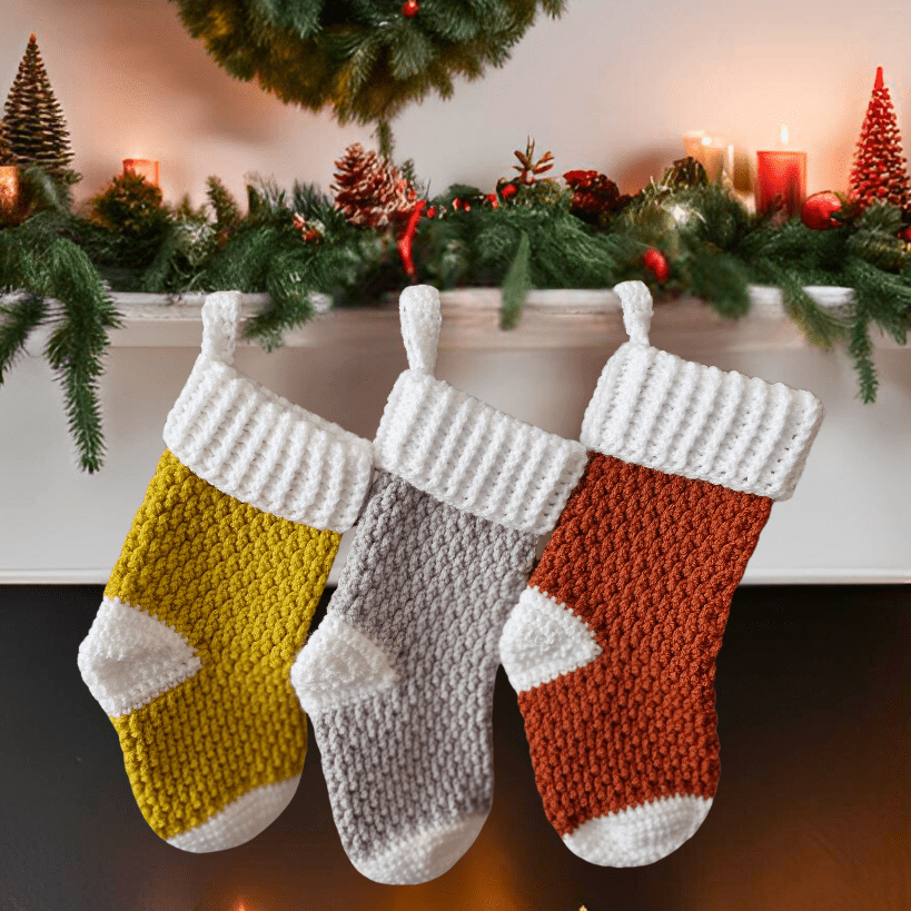 Christmas stocking crochet with various colours available