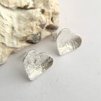 Handmade Sterling Silver Heart Stud Earrings