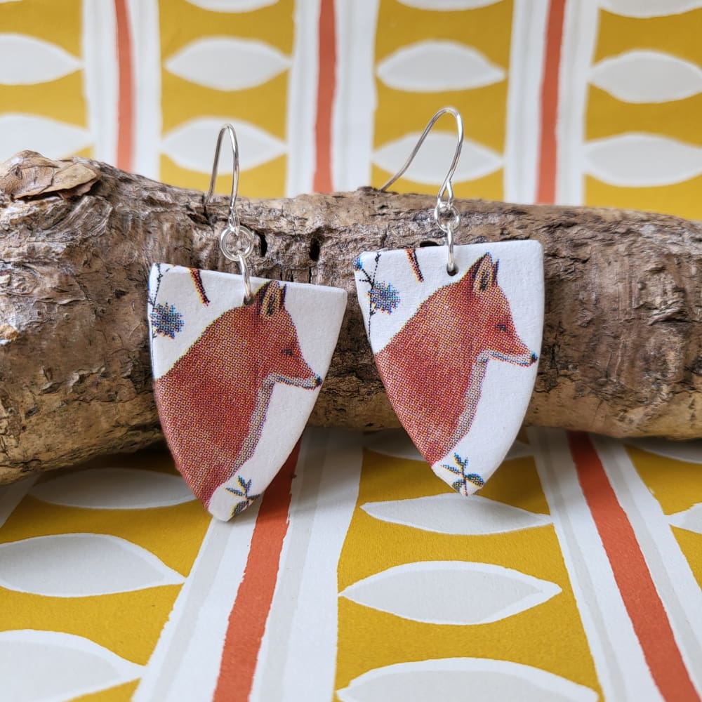 Whimsical fox dangly earrings