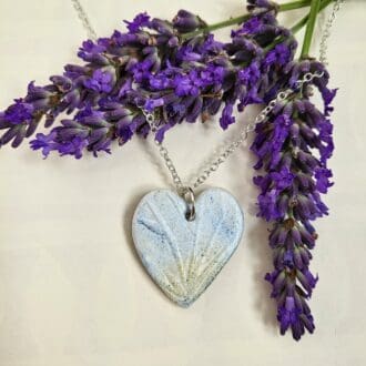 Heart shaped clay pendant necklace