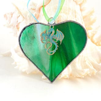 Jade dragon heart suncatcher