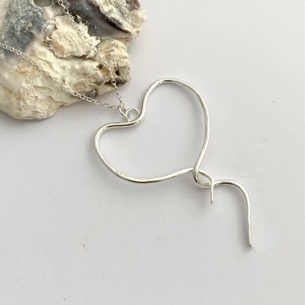 Large Hammered Sterling Silver Heart Pendant