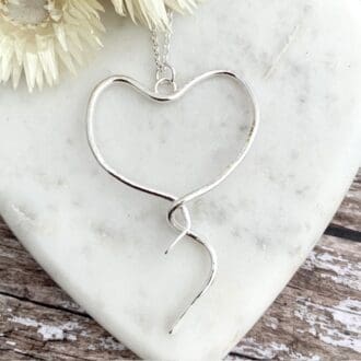 Large Wire Sterling Silver Heart Pendant