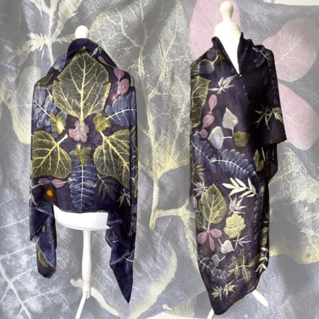 Nightshade -silk-shawl-leaf-prints-marian-may-textile-art