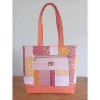 Orange pink and yellow patchwork bag