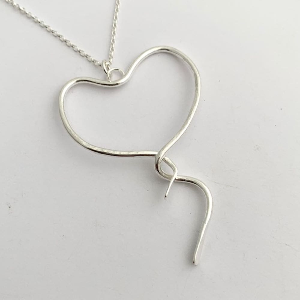 Organic Large Hammered Sterling Silver Heart Pendant