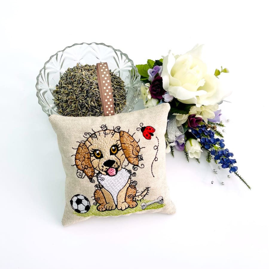 Raggy Dog Embroidered Lavender Bag