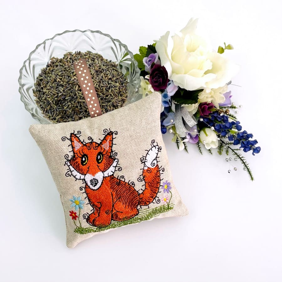 Raggy Fox Embroidered Lavender Bag