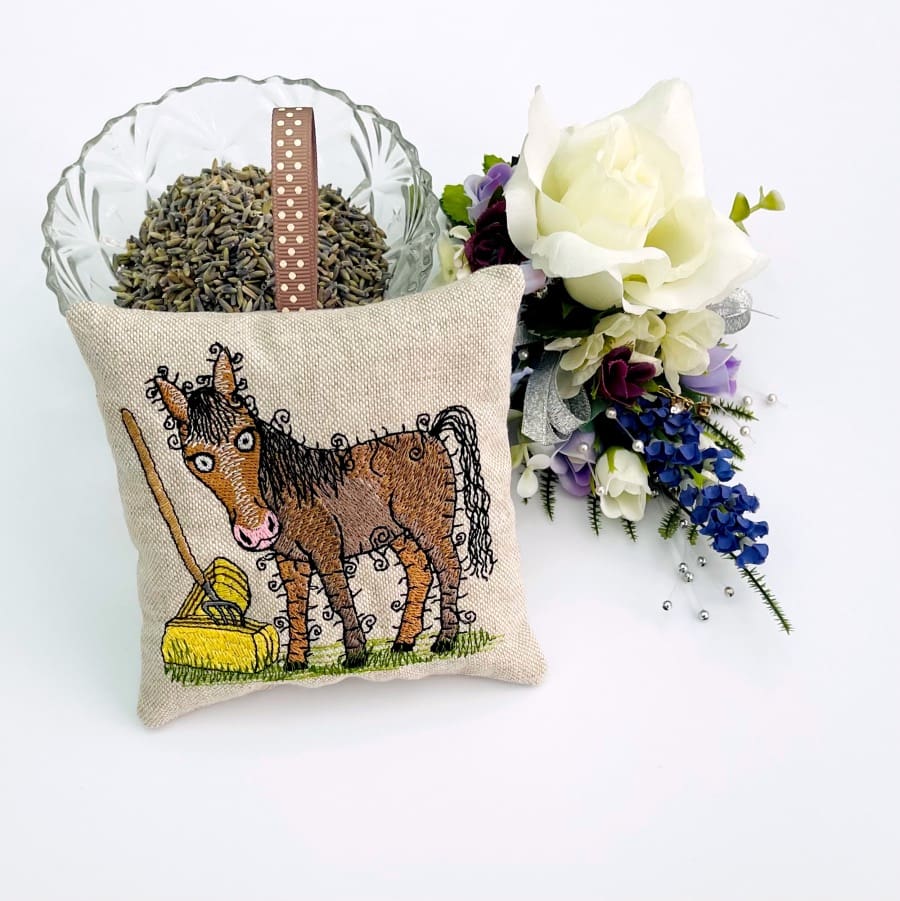 Raggy Horse Embroidered Lavender Bag