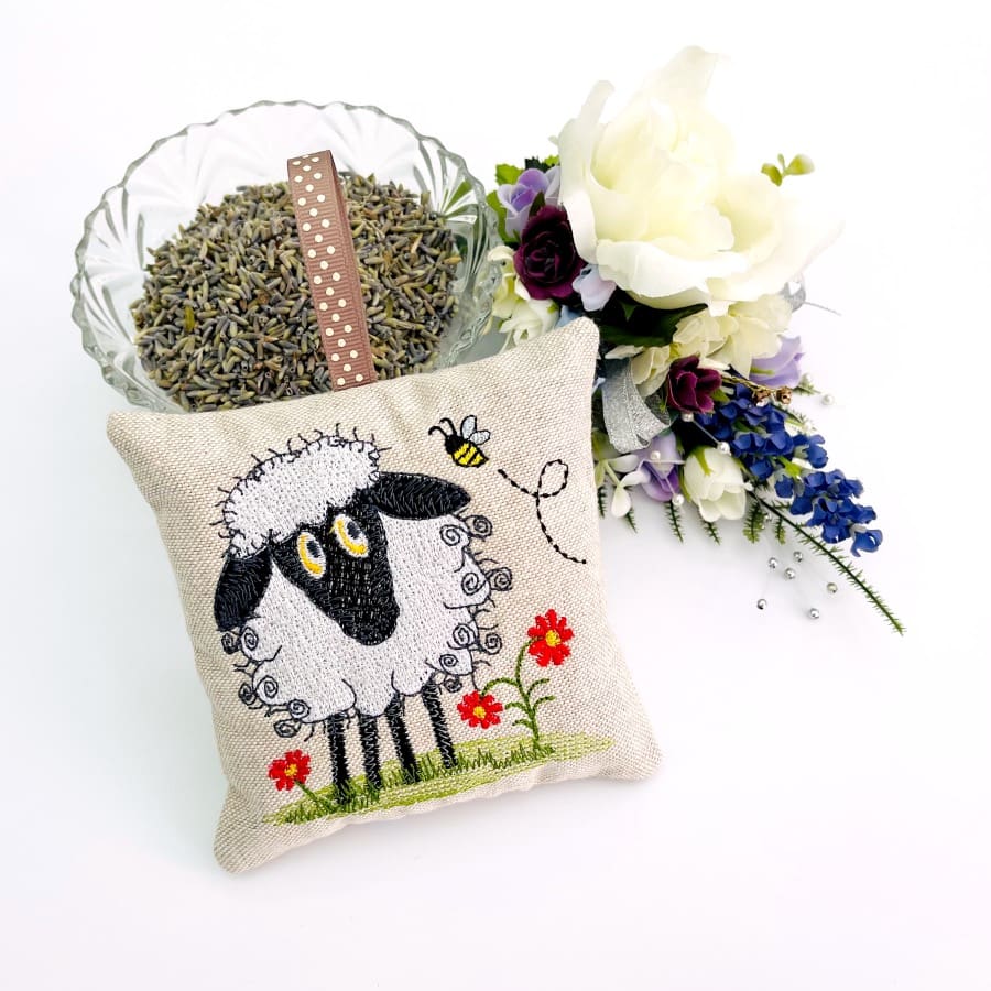 Raggy Sheep Embroidered Lavender bag