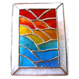 stained glass suncatcher sunset sea ripples waves handmade