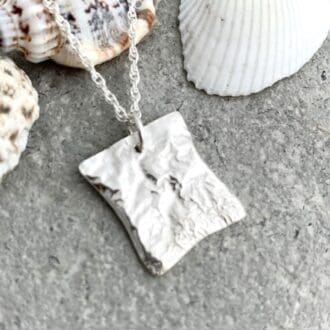 Rustic Fused Sterling Silver Rectangle Pendant