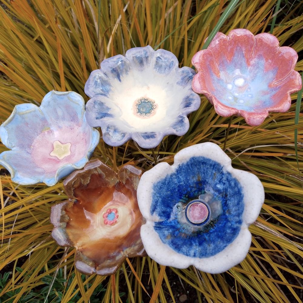 Set of 5 Ceramic Flowers