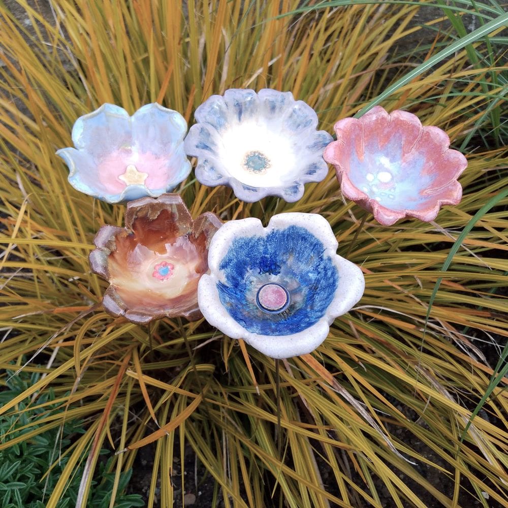 Set of 5 Ceramic Flowers