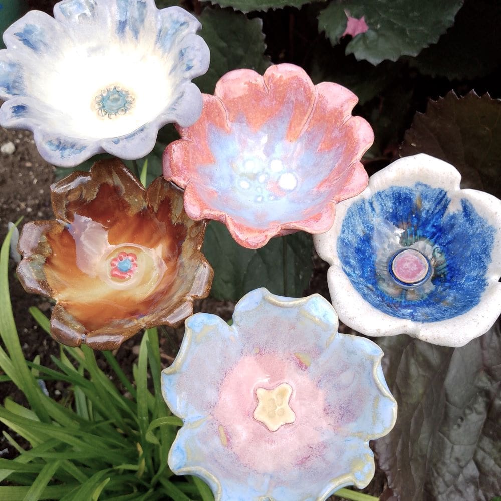 Set of 5 Ceramic Flowers