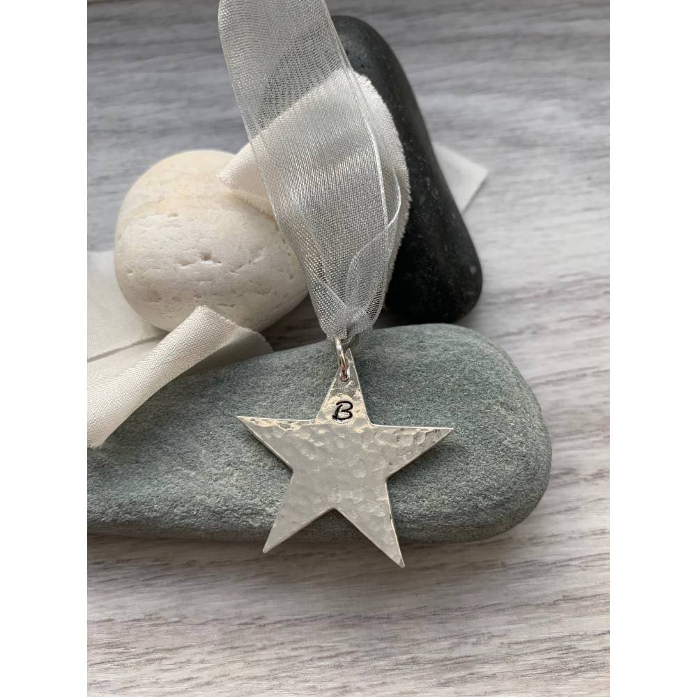 Twinkly memory stars fine silver hammered texture can be personalised