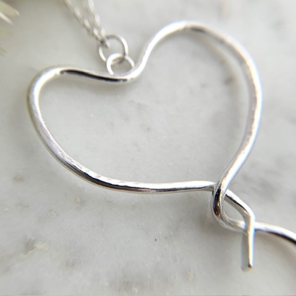 Sterling Silver Large Wire Heart Pendant