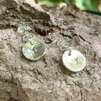 Sterling Silver Little Circle Hammered Drop Earrings