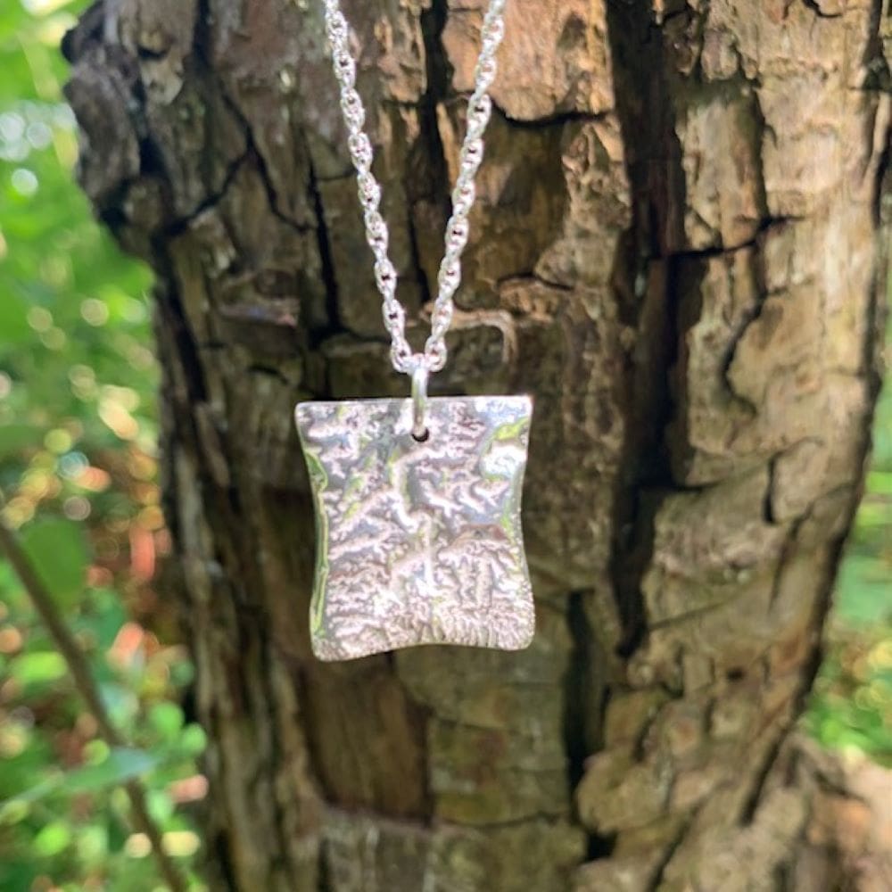 Sterling Silver Rectangle Fused Organic Pendant