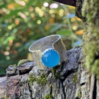 Sterling Silver and Blue Agate Gemstone Ring