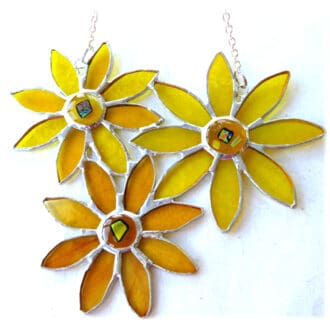 Stained glass suncatcher sunflower yellow flower handmade