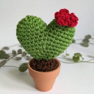 Heart Crochet Cactus in a Terracotta Pot