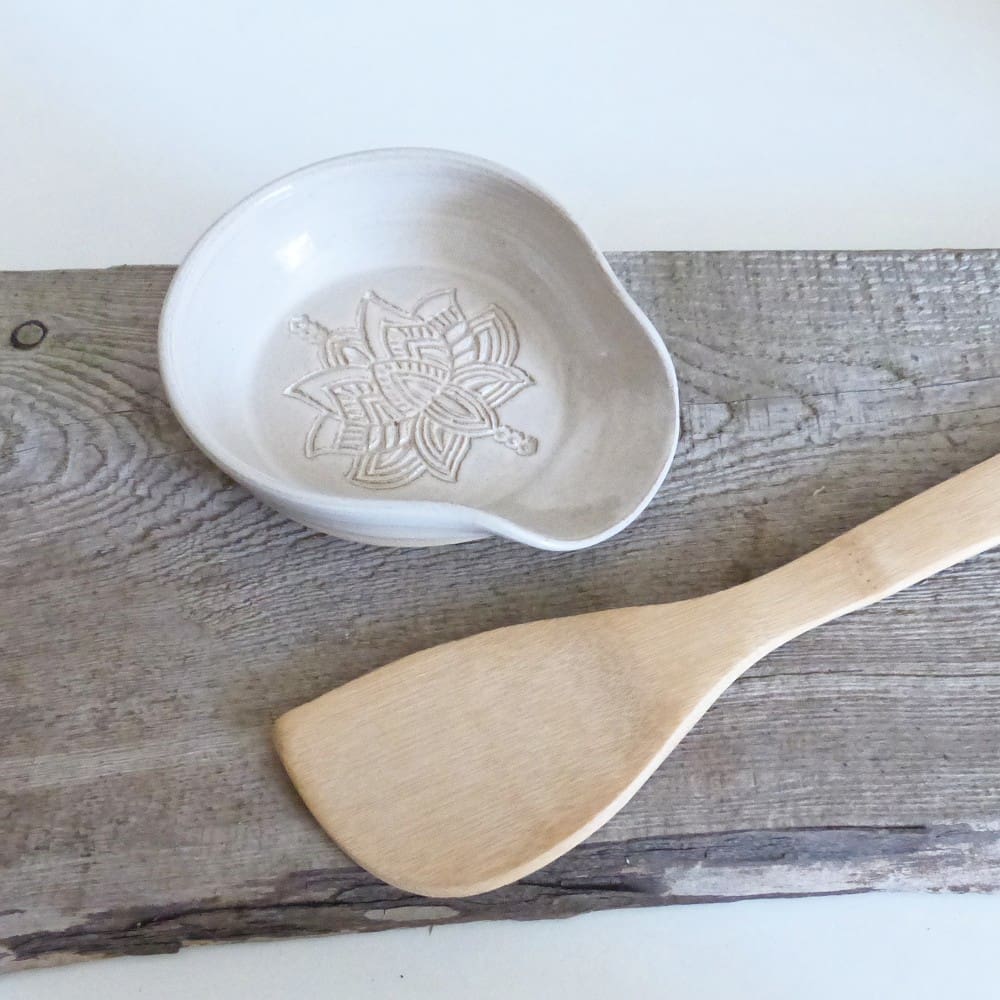 Handmade White Ceramic Spoon Rest