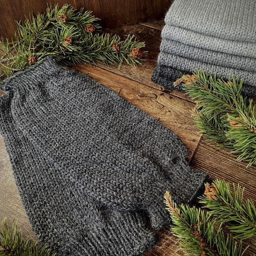 Dark grey marl hand knit cosy leg warmers, alpaca yarn