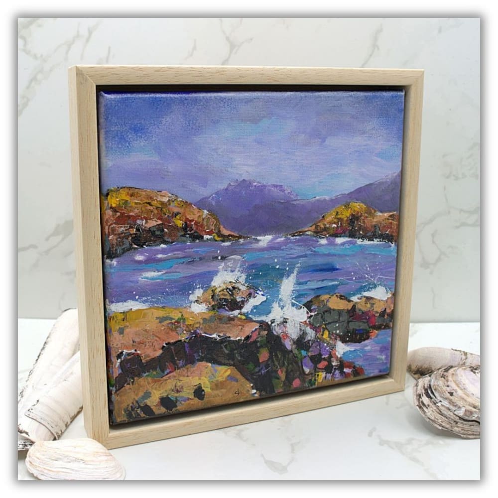 A framed coastal landscape