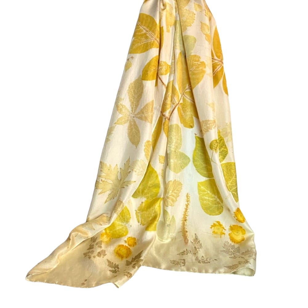 fresh-walnut-cream-gold-silk-twill-scarf-botanical-printed-marian-may-textile-art