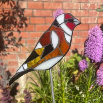 mosaic goldfinch garden stake