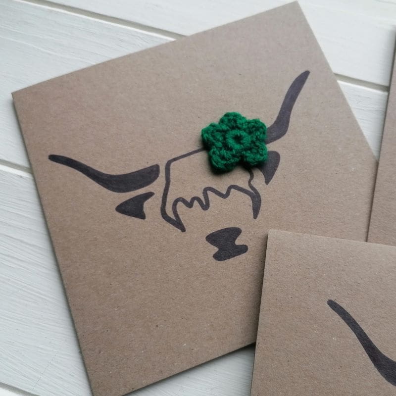 highland cow flower in hair cards