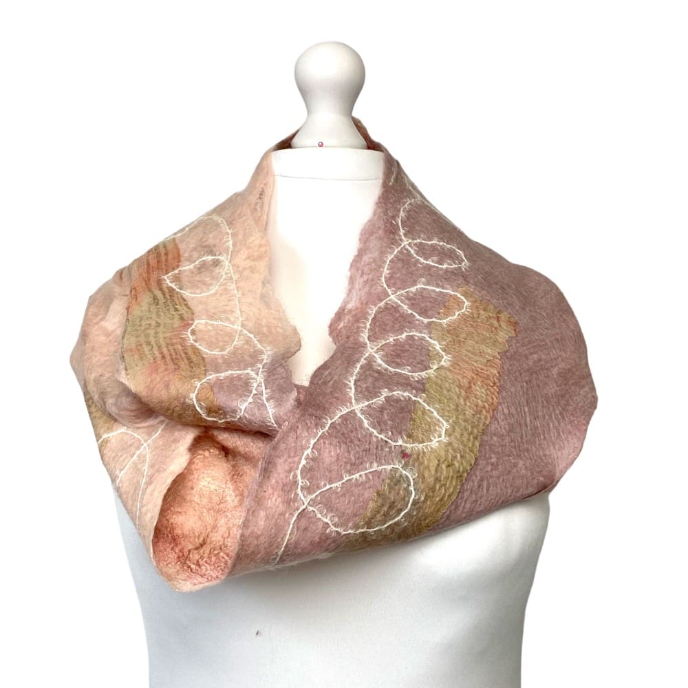 morning-blush-long-cowl-infinity-scarf-wool-silk-handmade-felt-marian-may-textile-art-IMG_5877