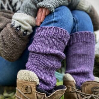 Hand knit cosy slouch leg warmers in soft heather pure alpaca yarn