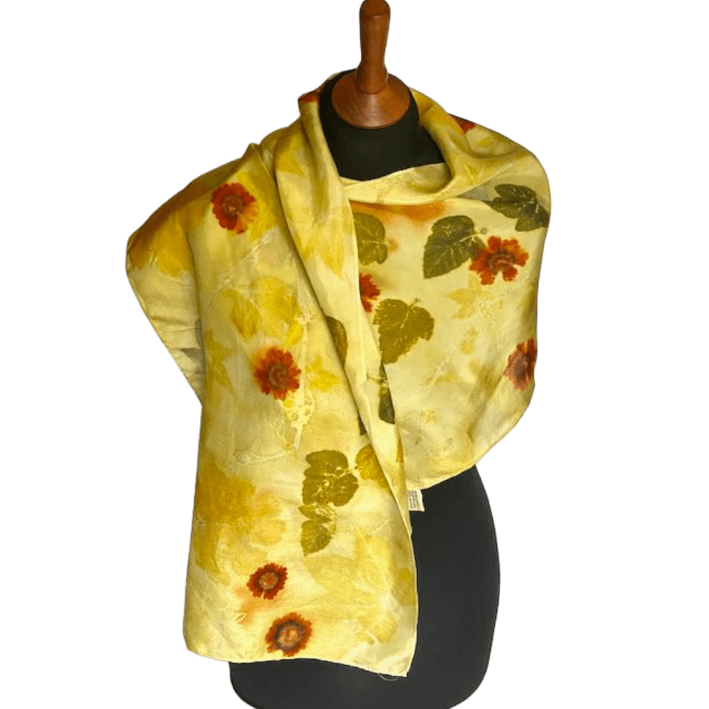 zingy-green-silk-scarf-botanically-printed-leaves-flowers-marian-may-textile-art