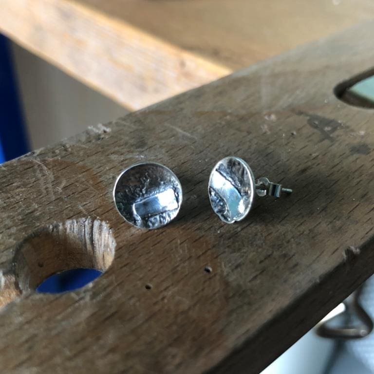 Recycled-Fused-Silver-Dome-Stud-Earrings