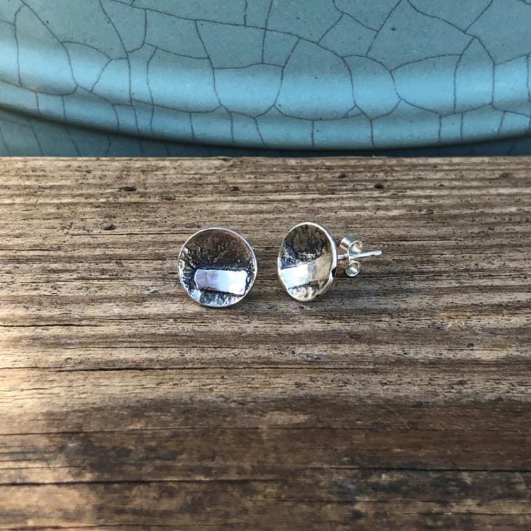 Recycled-Fused-Silver-Dome-Stud-Earrings