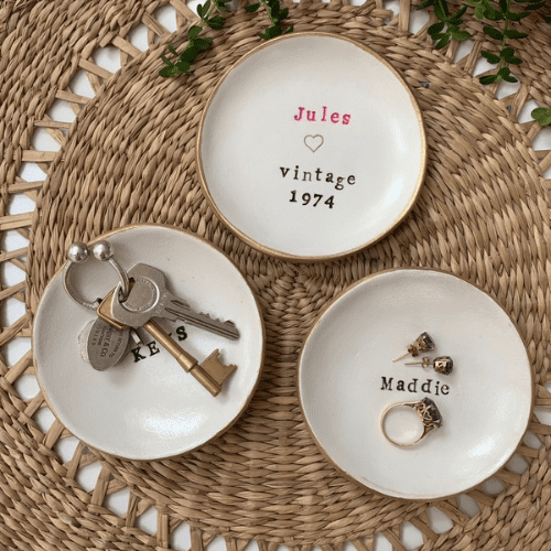 3 clay dishes - key dish, ring dish, personalised dish